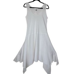 Magdalena White Cotton Handkerchief Hem Dress Sz M Clean Girl, LWD